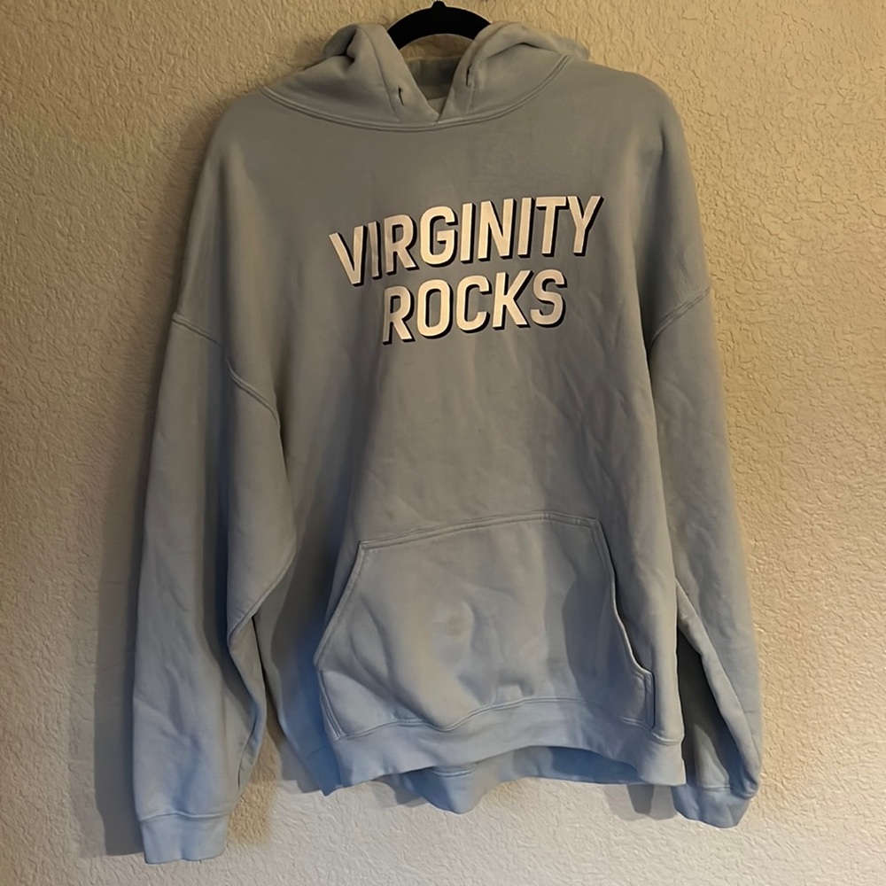Virginity rocks hoodie light blue DANNY DUNCAN XL